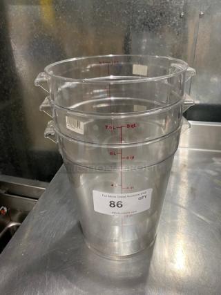 Cambro Commercial Clear 8 Qt. Round Food Container! Model: RFSCW8! ALL ONE MONEY!