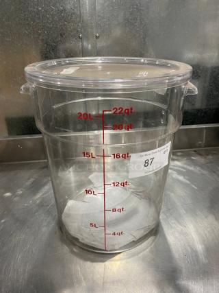 Cambro Commercial Clear 22 Qt. Round Food Container! With Lid/Cover! Model: RFSCW22!