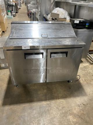 Commercial Stainless Steel 2 Door Refrigerated Bain Marie Style Mega Top Salad/Sandwich Prep Table! Model: SC-48-SPI SN: 6115423621051602! 115V! On Casters! - Item #1189504