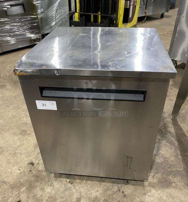 Delfield Commercial Stainless Steel Single Door Undercounter Worktop Refrigerator! With Chrome Plated Wire Rack! Model: 406P-STAR2 SN: 2204820291897! 115V 1 Phase! On Casters! - Image 1 of 7