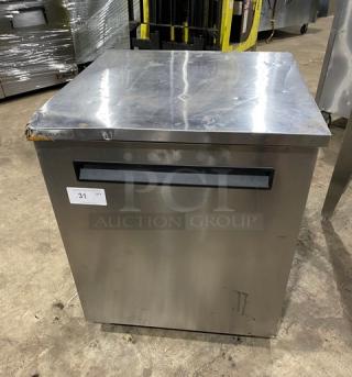 Delfield Commercial Stainless Steel Single Door Undercounter Worktop Refrigerator! With Chrome Plated Wire Rack! Model: 406P-STAR2 SN: 2204820291897! 115V 1 Phase! On Casters!