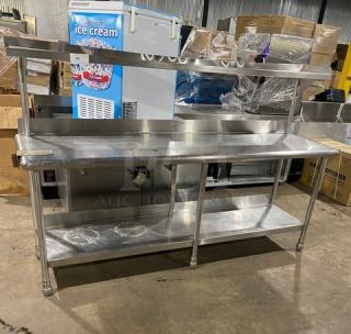 Rshler & Krukin Commercial Stainless Steel Worktop/Prep Station! With Single Overhead Shelf! With Single Undershelf! On Legs!