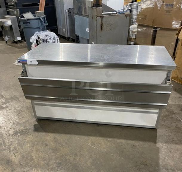 Atlas Metal Commercial Stainless Steel Buffet Style Worktop Station! With Folding Tray Slide! With Enclosed Base! Model: CAFT-4! On Casters! - Image 1 of 7
