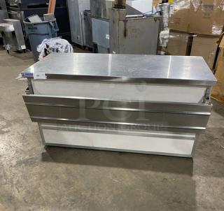 Atlas Metal Commercial Stainless Steel Buffet Style Worktop Station! With Folding Tray Slide! With Enclosed Base! Model: CAFT-4! On Casters!
