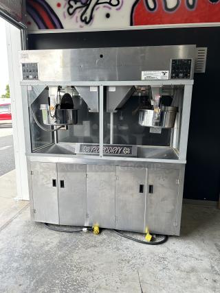 Gold Medal - Twin Medallion 52-oz. Popcorn Machine with LED. Model 2973-130. Serial Number H130-00107. 120/208 V or 120/240V. 60 HZ.