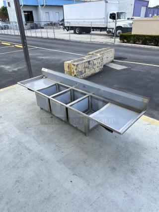 BRAND NEW! SCRATCH AND DENT! Regency - Three Compartment Sink with 2 Drainboards - Item #1189376