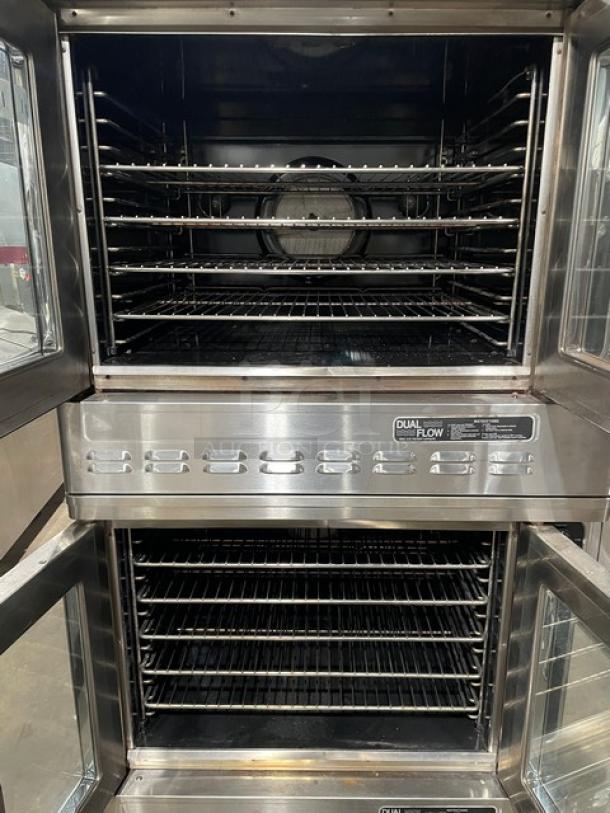 SWEET! Blodgett Commercial Stainless Steel Natural Gas Powered Double Stacked Dual-Flow Convection Oven! With Thermostatic Controls! With Wired Oven Racks! SN: 082902RA018T! On Casters! 2X Your Bid Makes One Unit! - Image 5 of 12