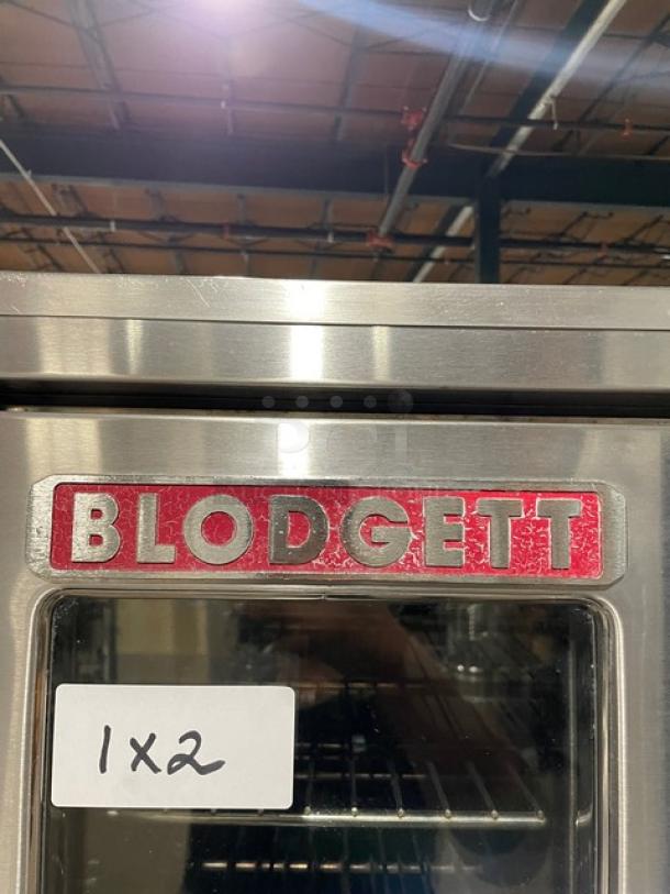 SWEET! Blodgett Commercial Stainless Steel Natural Gas Powered Double Stacked Dual-Flow Convection Oven! With Thermostatic Controls! With Wired Oven Racks! SN: 082902RA018T! On Casters! 2X Your Bid Makes One Unit! - Image 7 of 12