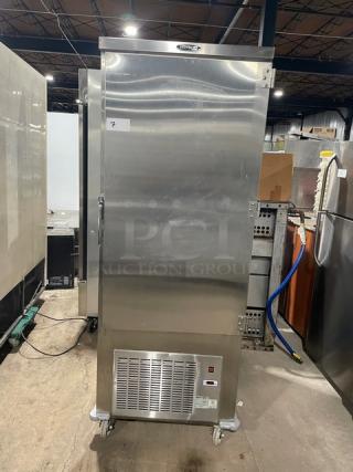 Servolift Commercial Stainless Steel Solid Single Door Reach In Refrigerator! With Wide Pan-Slides! Model: ACR-15 SN: 04/02-220609-1! 208V 1 Phase! On Casters!