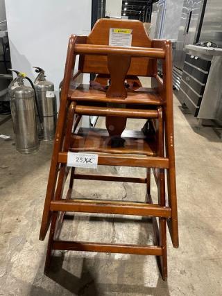 Commercial Wooden Stackable Highchair! With Safety Buckles! 2X Your Bid!