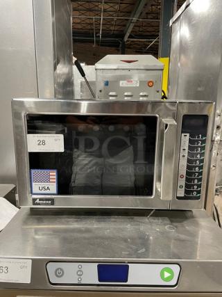 Amana! 2022! Late Model! Commercial Stainless Steel Electric Powered Countertop Stackable Microwave Oven! With Digital Push Controls! Model: RCS10TS SN: 2211140148! 120V!