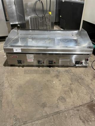 Lang Commercial Stainless Steel Natural Gas Powered Countertop Flat Griddle! With Thermostatic Controls! With Back & Side Splash!