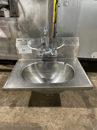 Eagle Group Commercial Stainless Steel Single Compartment Hand Washing Sink! With Back Splash & Gooseneck Faucet! Model: HSA-10-F SN: 1903241550!