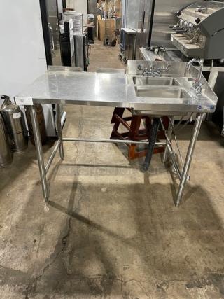 EMI Industries Commercial Stainless Steel Custom Double Single-Compartment Handwashing/Prep Station! With Goose Neck & Swivel Faucets! On Legs!
