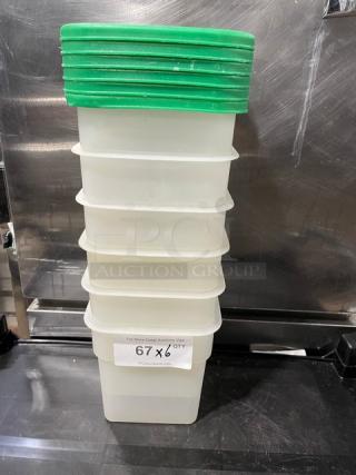 Cambro Commercial Square Food Storage Container/Green Lid Combo! 6X Your Bid!