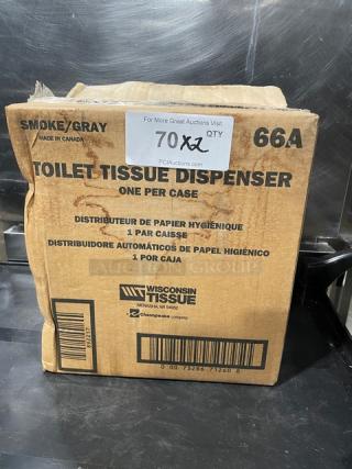 BRAND NEW! Wisconsin Tissue Commercial Smoke/Gray Toilet Tissue Dispenser! Model: 66A! 2X Your Bid!