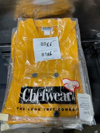 BRAND NEW! Chefwear Commercial Yellow L-Size Long-Sleeve Chef Jacket/Coat! Model: 4410! 6X Your Bid!