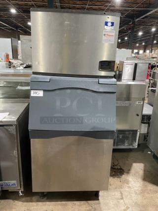 Manitowoc Commercial Stainless Steel Electric Powered Water-Cooled Ice Making Machine Head/Bin Combo! Model: IY0455W-161/B530S SN: 1101230110/09101320013562! 115V 1 Phase! On Legs! - Item #1190390