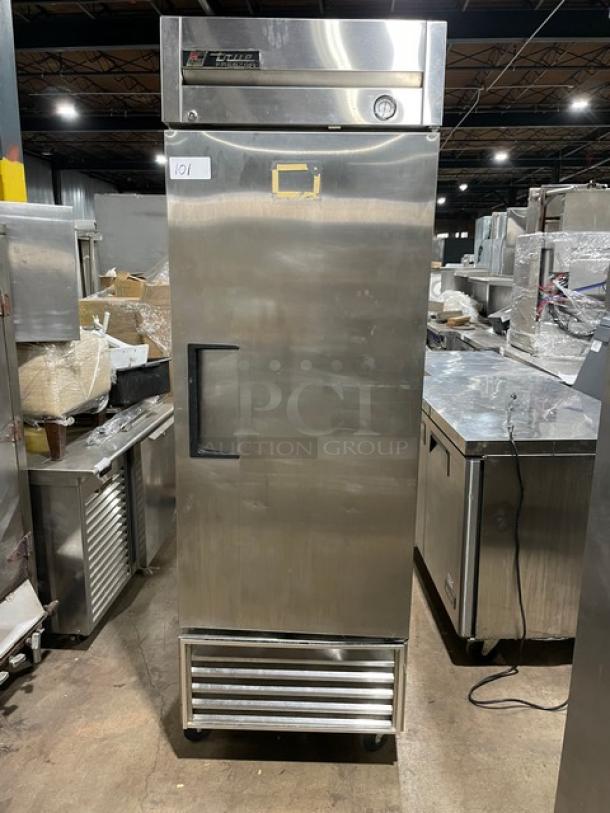 True Commercial Stainless Steel Solid Single Door Reach In Freezer! With Poly Coated Wire Racks! Model: T-23F SN: 1-4809767! 115V 1 Phase! On Casters! - Image 1 of 10
