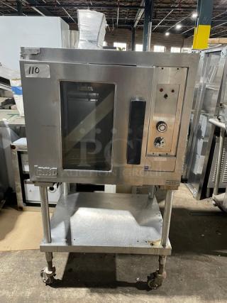 Lang Commercial Stainless Steel Electric Powered Single Stacked Convection Oven! With Thermostatic Control! With Single Undershelf Equipment Cart! On Casters!