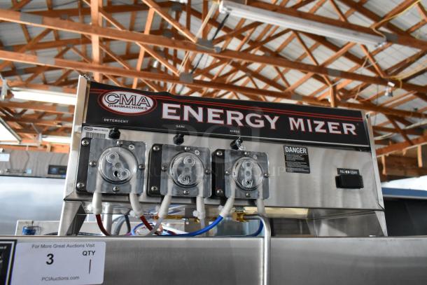 CMA Energy Mizer dish machine, stainless steel, three compartments for detergent, sanitizer, and rinse, model SS3415035.