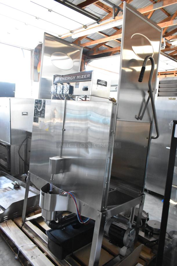 CMA Energy Mizer commercial dishwasher, stainless steel, tall design, visible control panel, in excellent condition.