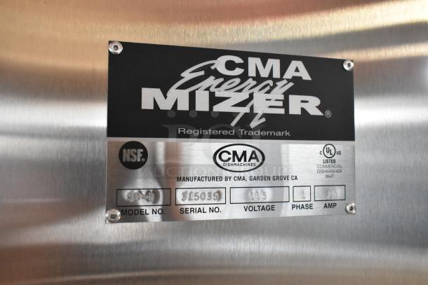 CMA Energy Mizer dishwasher label, NSF certified, serial 315035, 115 volts, 1 phase, 30 amp, manufactured in Garden Grove, CA.