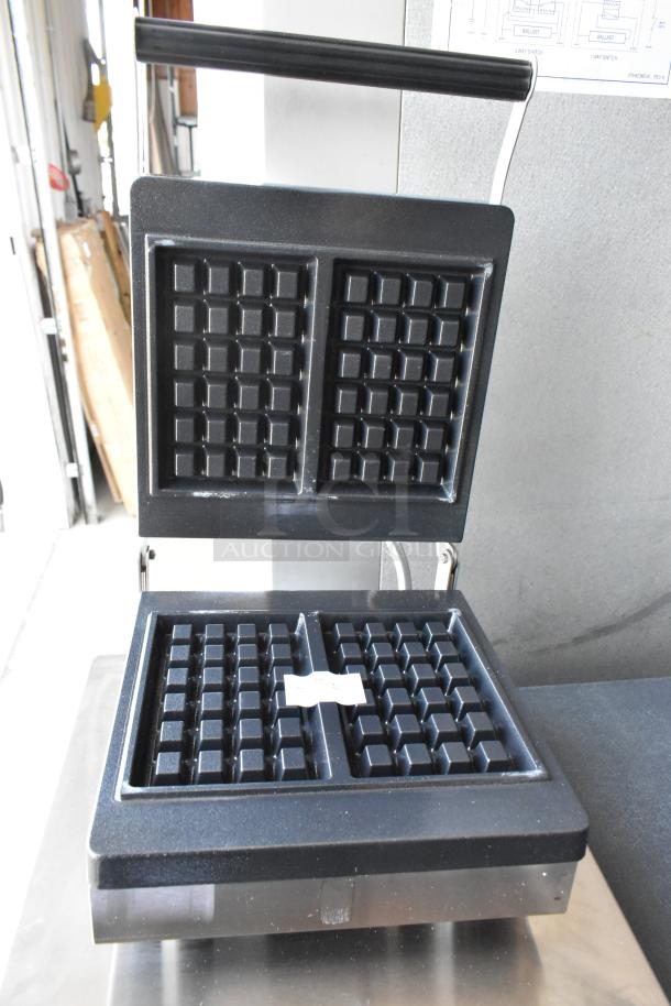 BRAND NEW SCRATCH AND DENT! 2024 Carnival King 382WBS46 Stainless Steel Brussels Style Waffle Maker with Timer. 120 Volts, 1 Phase. - Image 5 of 8