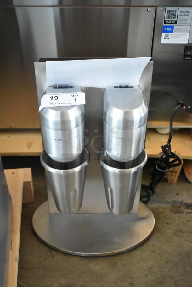 Stainless steel Avamix double milkshake mixer, new condition, with auction tag number 19.