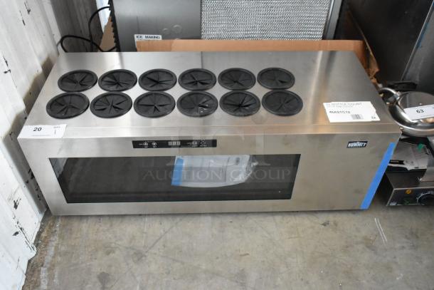 Stainless steel countertop wine cooler by Summit, 12 bottle capacity, digital controls, in good condition. Model 46ASTC12.