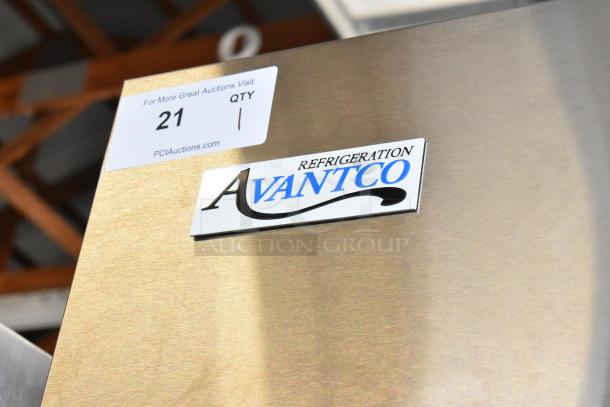 Stainless steel Avantco refrigeration unit with brand logo and auction label number 21 from PCIAuctions.com.