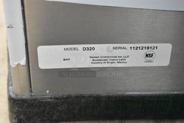 Pentair Commercial Ice model D320 with serial 1121219121, NSF certified, slight wear on corner, made in Mexico.