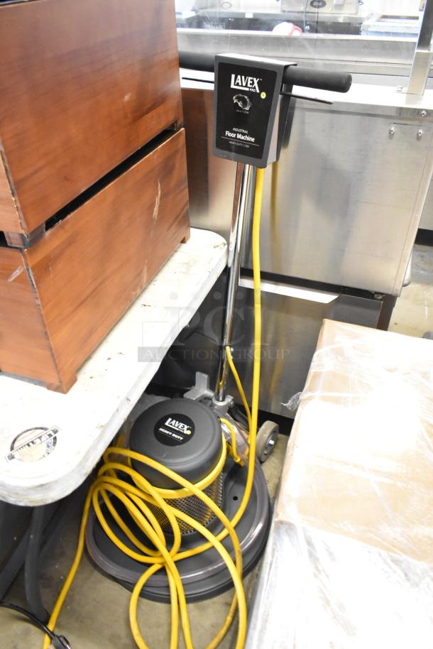 Lavex Pro Industrial Floor Machine, heavy-duty 110V, with yellow cord. Appears in good condition.