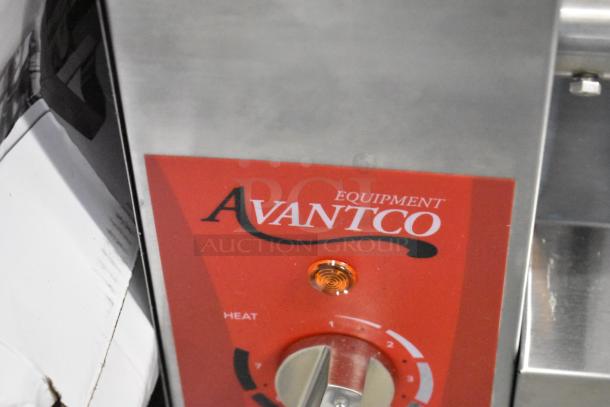Avantco equipment control panel with heat settings, sleek design, appears in good condition, featuring metal and red accents.