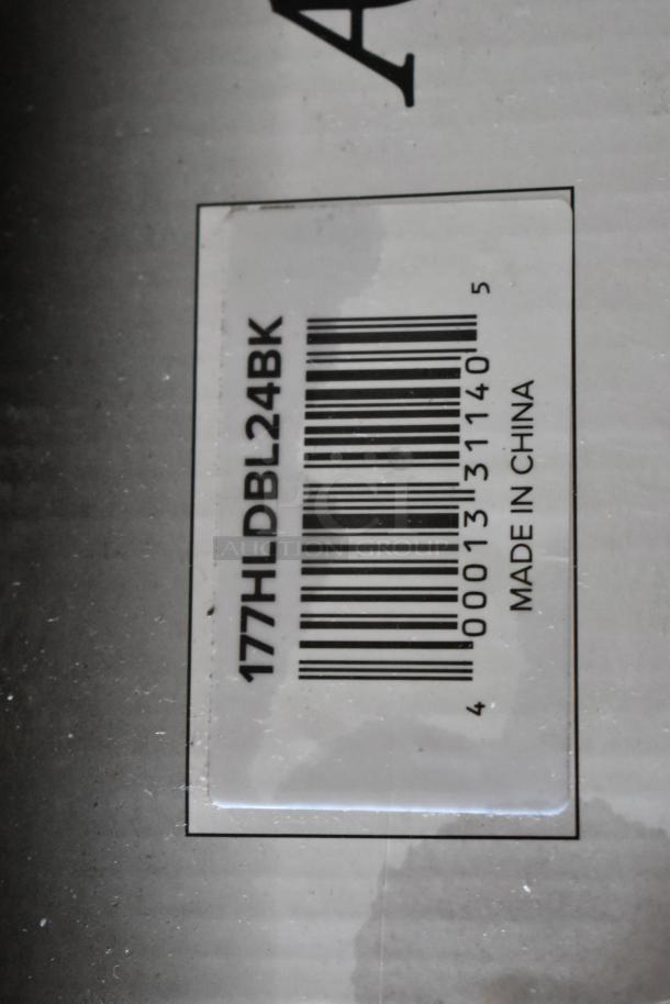 Close-up of a product label with barcode 00001311405, model 177HLDBL24BK, marked "Made in China."