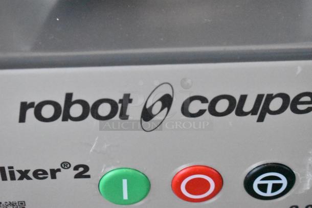 Robot Coupe Blixer 2 food processor, featuring brand logo and control buttons. Model name and logo visible.