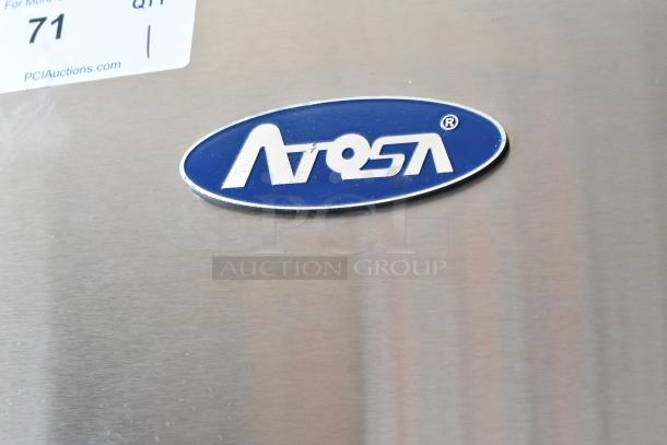 Stainless steel Atosa kitchen appliance with blue oval logo; auction tag indicates item number 71.