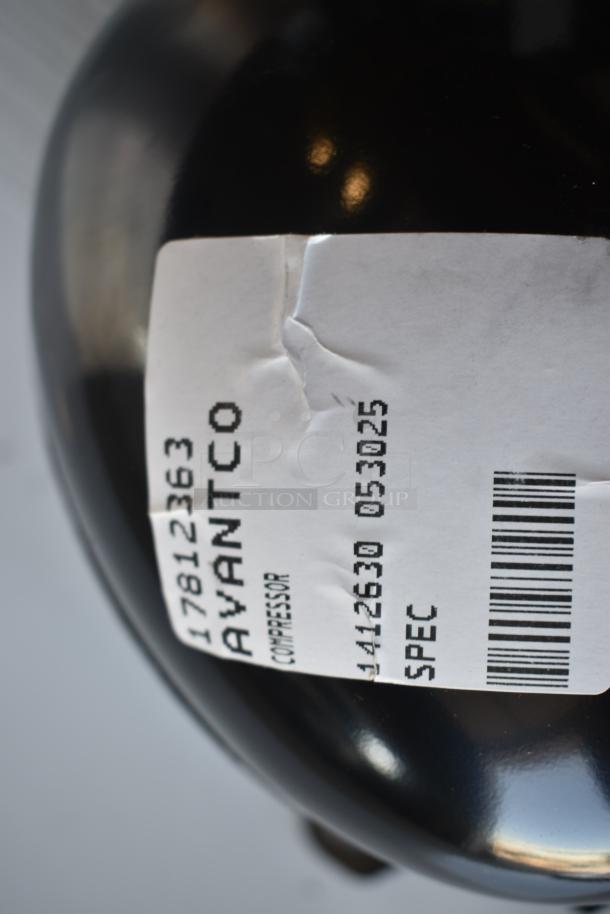 Avantco compressor with label showing model number 17812363 and spec code 4142630 053025. Appears in good condition.