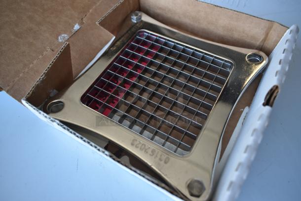 Metal slicer grid in packaging, model number 03162023 visible. New condition, ideal for commercial use.