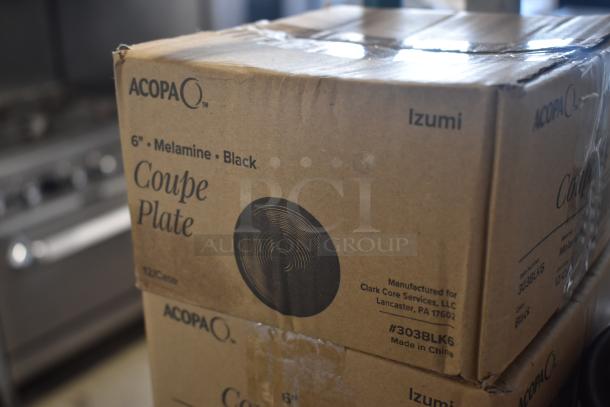 4 BRAND NEW SCRATCH AND DENT! Boxes of 12 Acopa 303BLK6 Acopa Izumi 6" Matte Black Melamine Coupe Plate. 4 Times Your Bid! - Image 4 of 4