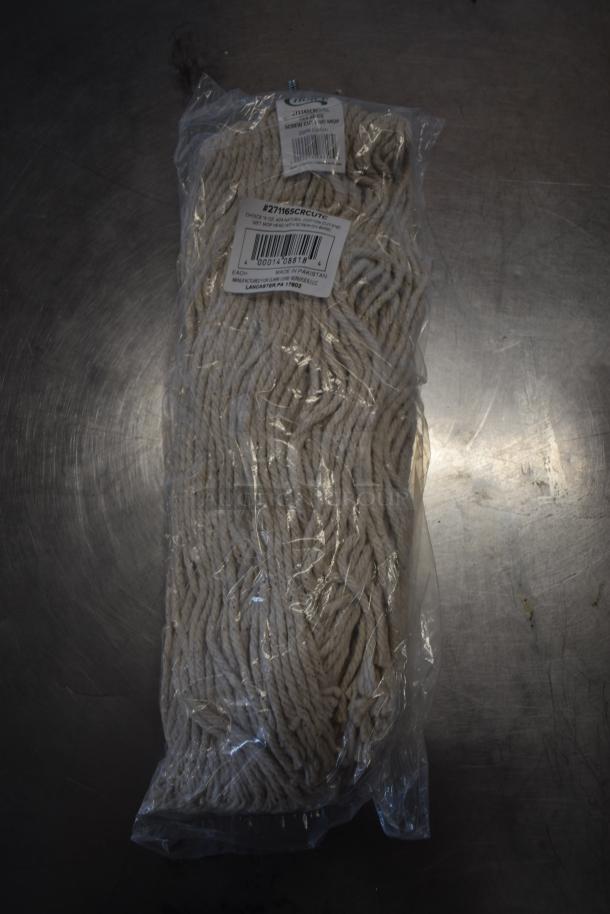 BRAND NEW SCRATCH AND DENT! Box of 12 27116SCRCUTC Choice 16 oz. #24 Natural Cotton Cut-End Wet Mop Head with Screw-On Band - Image 1 of 5