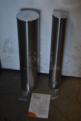 2 BRAND NEW SCRATCH AND DENT! ServSense Stainless Steel Wall Mount Cup Dispenser. 2 Times Your Bid!