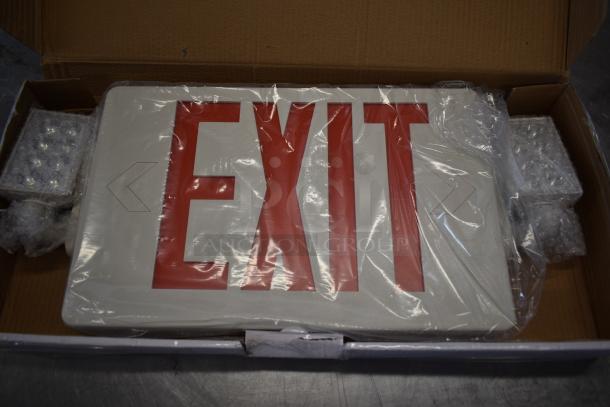 BRAND NEW SCRATCH AND DENT! 6952SRCBO Lavex Slim Red LED Exit Sign / Emergency Light Combination with Battery Backup - 2W Unit - Image 1 of 6