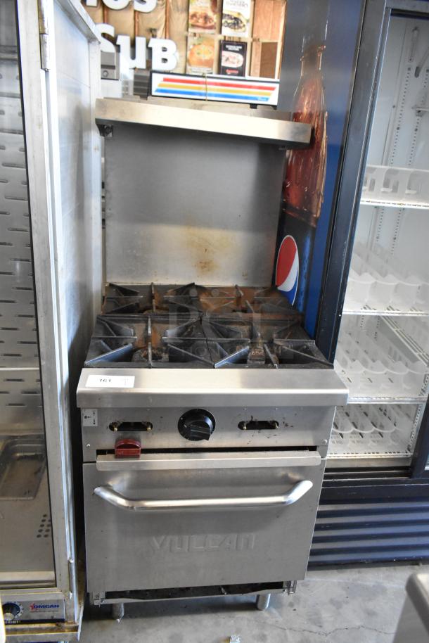 Vulcan SX24 Stainless Steel Commercial Natural Gas Powered 4 Burner Range w/ Oven, Over Shelf and Back Splash. - Image 2 of 9