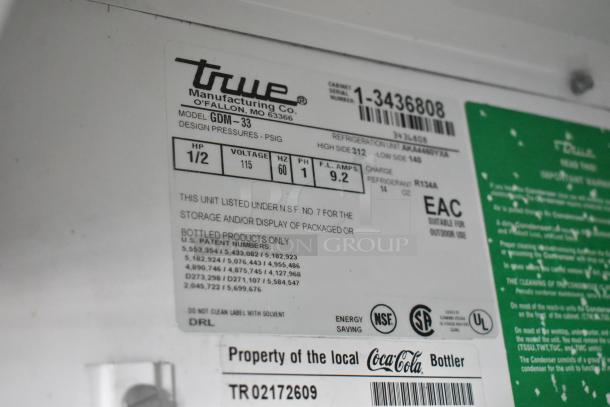 True GDM-33 Metal Commercial 2 Door Reach In Cooler Merchandiser w/ Poly Coated Racks. 115 Volts, 1 Phase. - Image 7 of 7