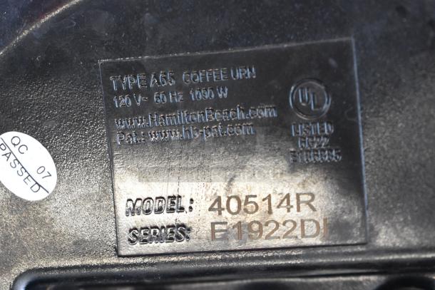 Hamilton Beach 40514R Metal Countertop Coffee Urn. No Lid. 120 Volts, 1 Phase. - Image 7 of 7