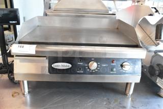 2020 ServWare ETG-24 Stainless Steel Commercial Countertop Electric Powered Flat Top Griddle. 208/240 Volts.