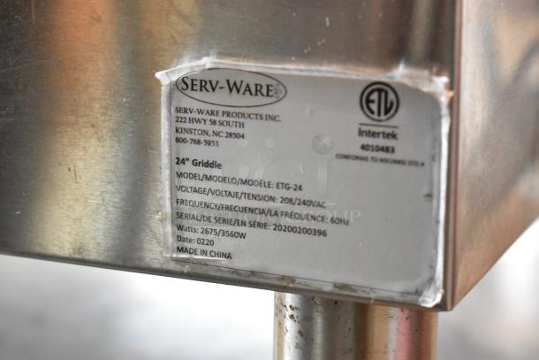 2020 ServWare ETG-24 Stainless Steel Commercial Countertop Electric Powered Flat Top Griddle. 208/240 Volts. - Image 7 of 7