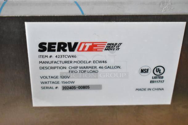 BRAND NEW SCRATCH AND DENT! 2024 ServIt 423TCW46 Stainless Steel Commercial 46 Gallon First-In First-Out Chip Warmer / Merchandiser. 120 Volts, 1 Phase. - Image 6 of 6