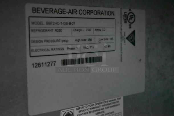 Beverage Air BB72HC-1-GS-B-27 Metal Commercial 3 Door Back Bar Cooler Merchandiser. 115 Volts, 1 Phase. - Image 7 of 8